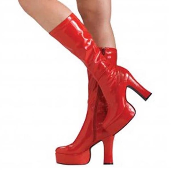 BRAND NEW women secret wishes sexy red zipper boots size M 7-8 - Picture 1 of 4